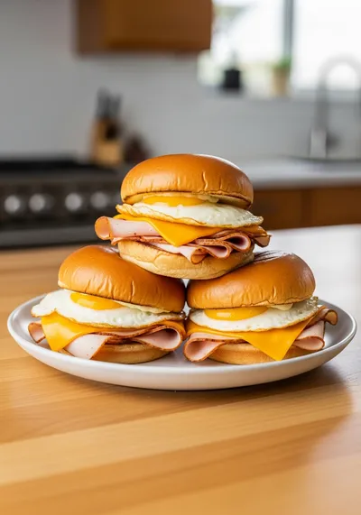 Easy Crack Breakfast Sliders with Turkey, Egg & Cheese