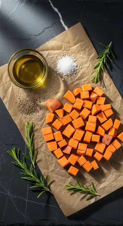 Easy Roasted Sweet Potatoes - cooking process