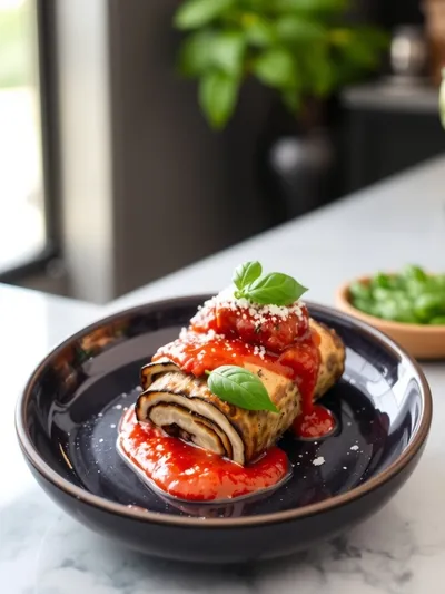 Healthy Eggplant Rollatini - ready to serve