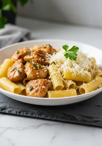 Garlic Butter Chicken with Rigatoni and Parmesan