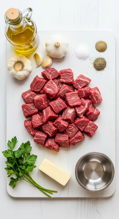 Garlic Butter Steak Bites – Quick & Easy Main Dish - ingredients preparation