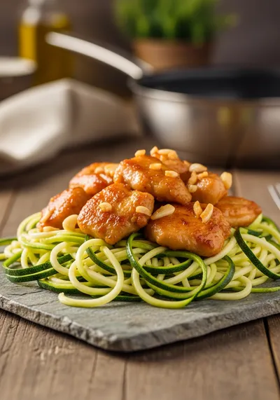 Garlic Chicken Zucchini Noodles Stir Fry
