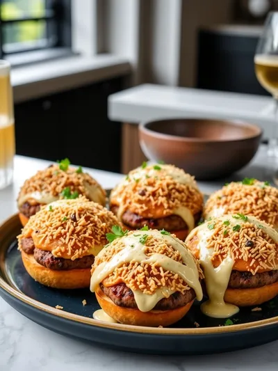 Garlic Parmesan Cheeseburger Bombs - ready to serve
