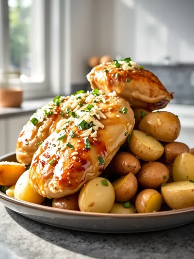 Garlic Parmesan Crockpot Chicken and Potatoes