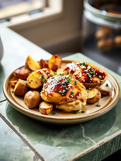 Garlic Parmesan Crockpot Chicken and Potatoes - ready to serve