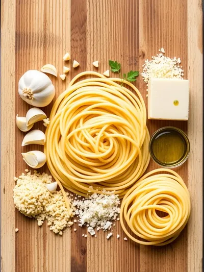 Garlic Parmesan Pasta – 5 Ingredients, 20 Minutes - ingredients preparation