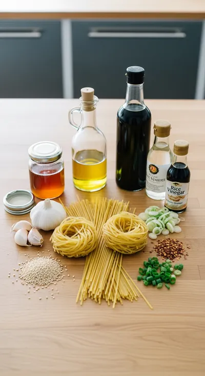 15-Minute Garlic Sesame Noodles - cooking process