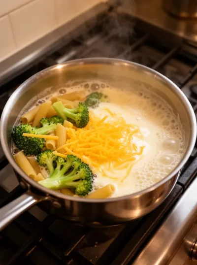 Broccoli and Cheese Pasta – Easy Dinner Recipe - cooking process