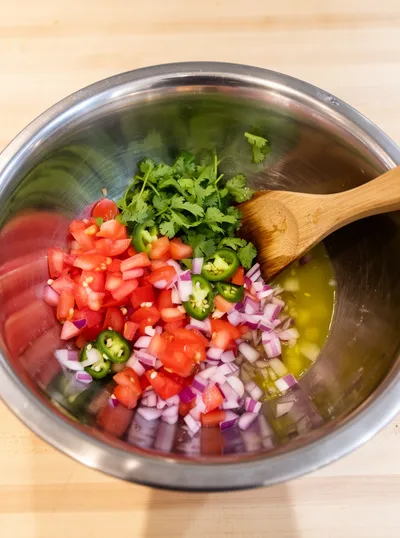 Authentic Pico De Gallo - ingredients preparation