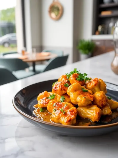 Glazed Orange Cauliflower Chicken – Vegan Main Dish - ready to serve