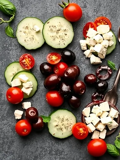 Greek Cucumber Salad – Healthy Quick Recipe - ingredients preparation