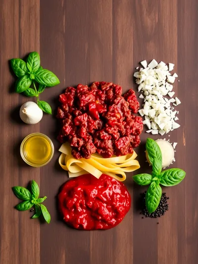 Easy Marry Me Ground Beef Pasta - ingredients preparation