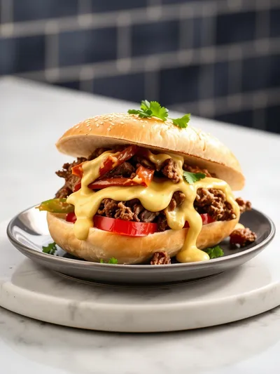 Ground Beef Philly Cheesesteak - ready to serve