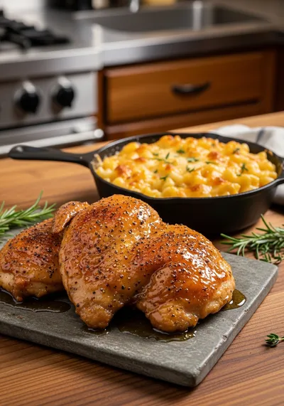 Honey Pepper Chicken With Creamy Mac And Cheese