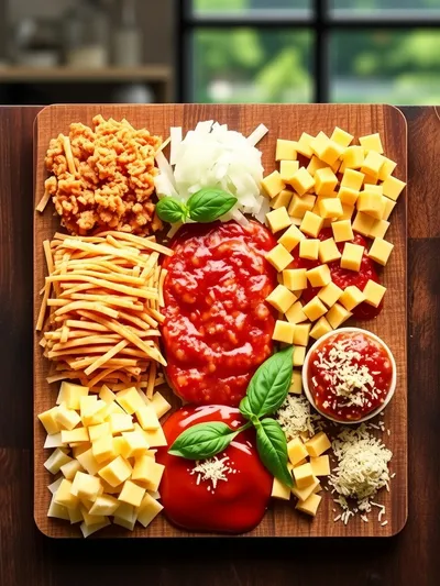 Lasagna Meets Cheeseburger – Parmesan Garlic Turkey Style - ingredients preparation