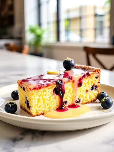 Lemon Blueberry Cake Recipe - ready to serve