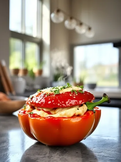 Mediterranean Chicken Stuffed Bell Peppers