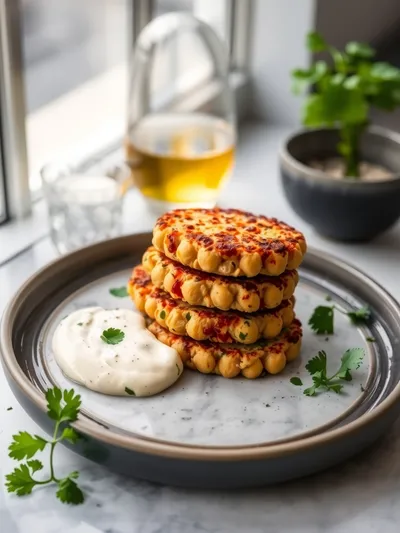 Mediterranean Chickpea Fritters - cooking process