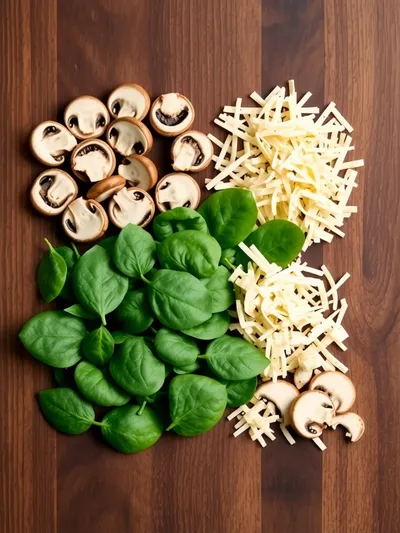 Mushroom Spinach Quesadilla - ingredients preparation
