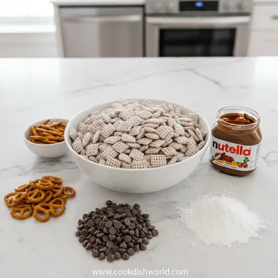 Nutella Puppy Chow Chex Mix - cooking process