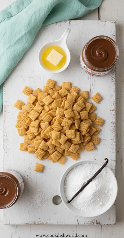 Nutella Puppy Chow Chex Mix - cooking process