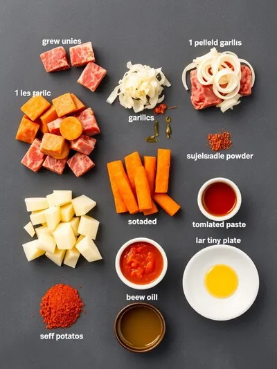 Simple Old Fashioned Goulash - ingredients preparation