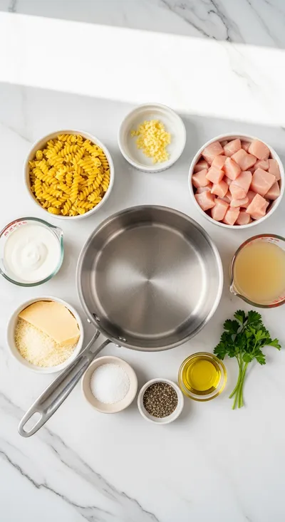 One Pot Garlic Parmesan Chicken Pasta - cooking process