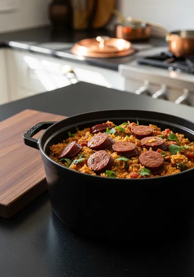 One-Pot Smoked Beef Sausage and Rice