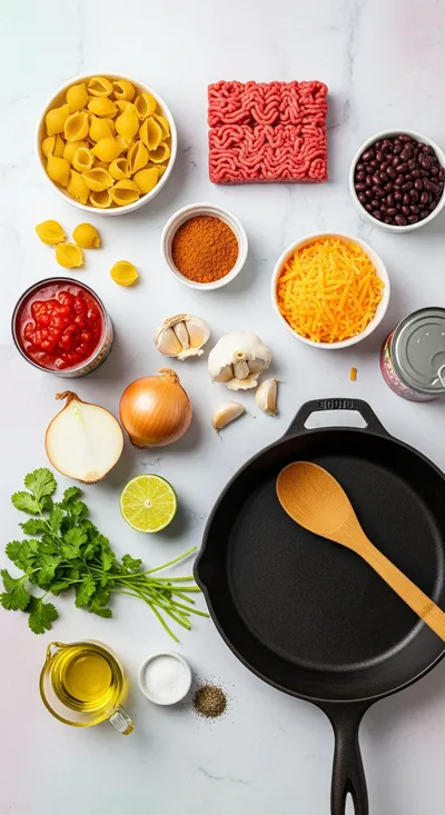 Easy One Pot Taco Pasta - cooking process