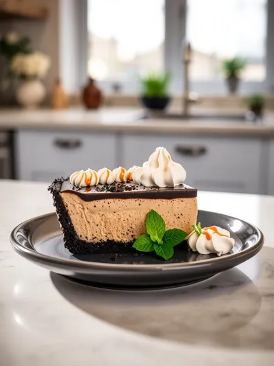 Oreo Peanut Butter Pie - ready to serve