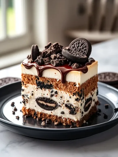 Oreo Poke Cake - cooking process