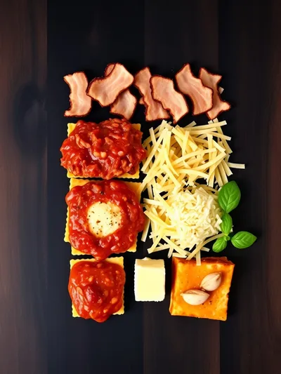 Parmesan Garlic Turkey Bacon Cheeseburger Lasagna - ingredients preparation