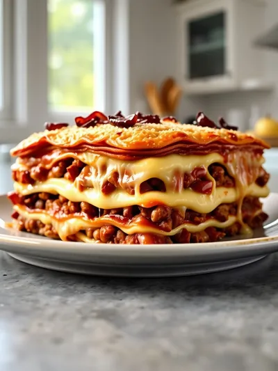 Parmesan Garlic Turkey Bacon Cheeseburger Lasagna