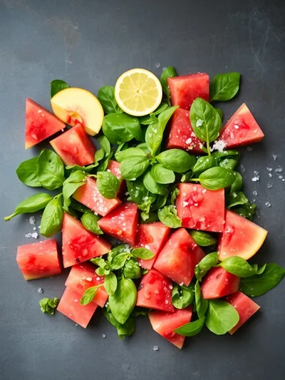 Easy Summer Peach Watermelon Salad - ingredients preparation