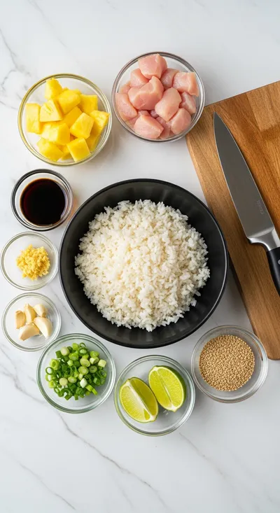 Pineapple Chicken and Rice - cooking process