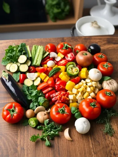 Homemade Classic French Ratatouille - ingredients preparation