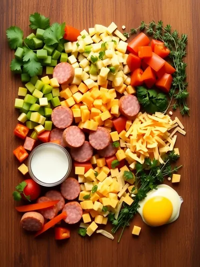 Easy Sausage and Egg Casserole - ingredients preparation