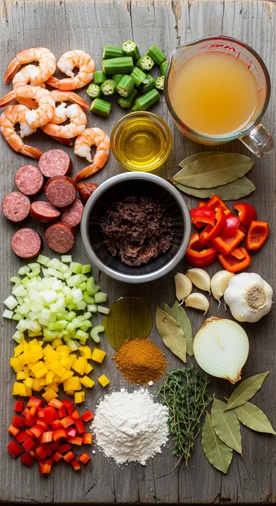 Savory Shrimp and Beef Sausage Gumbo - cooking process
