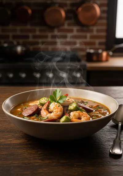 Savory Shrimp and Beef Sausage Gumbo