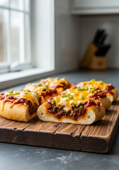 Sloppy Joe French Bread Pizza Slices