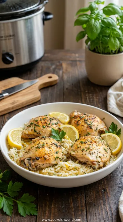 Slow Cooker Lemon Herb Chicken and Rice