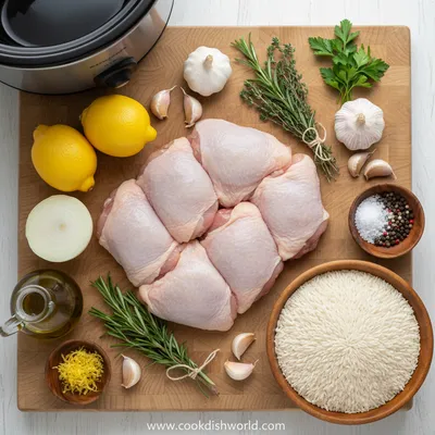 Slow Cooker Lemon Herb Chicken and Rice - ingredients preparation