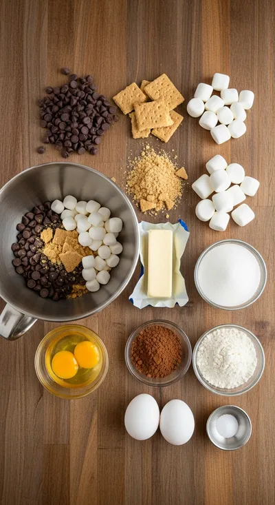 Smores Cookie Bars - ingredients preparation