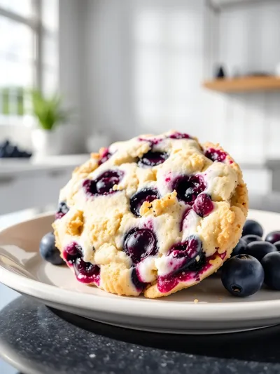Soft Blueberry Cheesecake Cookies With Fresh Berries