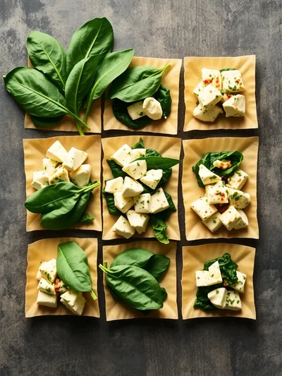 Spinach Artichoke Wontons – Creamy Green Fusion - ingredients preparation