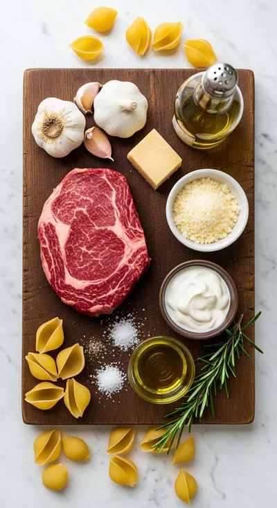 Steak and Creamy Garlic Parmesan Pasta - cooking process
