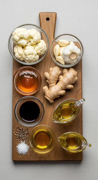 Sticky Honey Garlic Cauliflower - cooking process