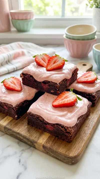 Strawberry Brownies With Creamy Frosting