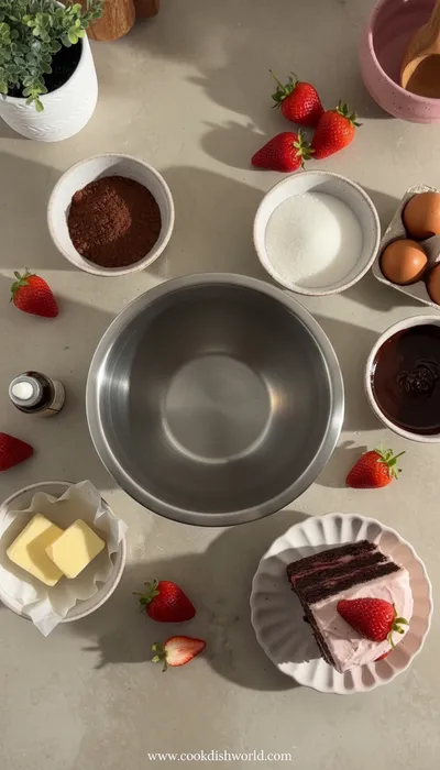 Strawberry Chocolate Cake – Decadent Summer Dessert - ingredients preparation