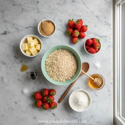 Strawberry Oatmeal Crumble Bars - ingredients preparation
